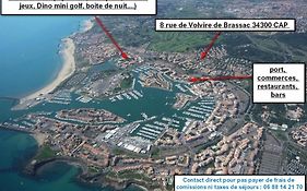 CAP D'AGDE studio cabine 6 pers. + terrasse + parking privé + clim (calme)