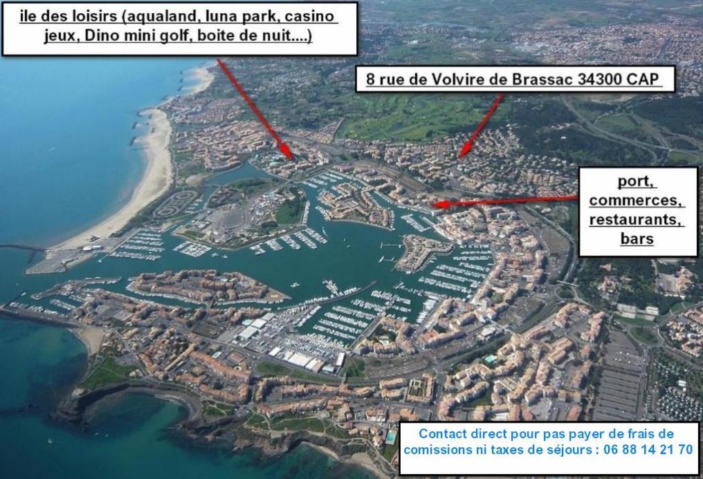 CAP D'AGDE studio cabine 6 pers. + terrasse + parking privé + clim  Extérieur photo